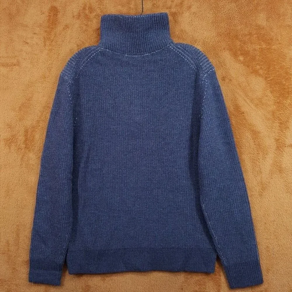 BLOOMINGDALES Sweater Mens Medium Blue Quarter Zip 100% Merino Wool $268